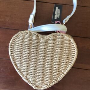 Heart-Shaped Woven Crossbody Bag